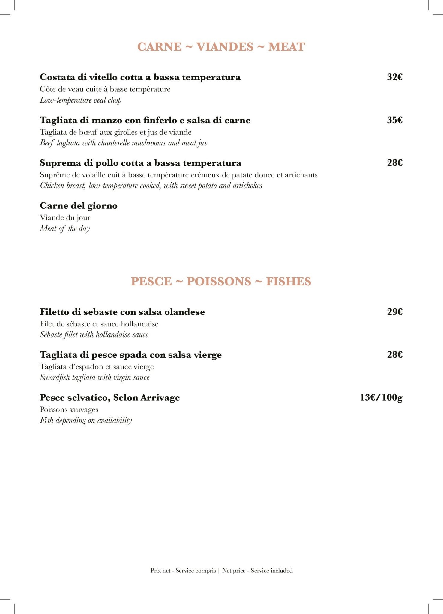 Menu Carne risotto Ragazzi restaurant Cannes