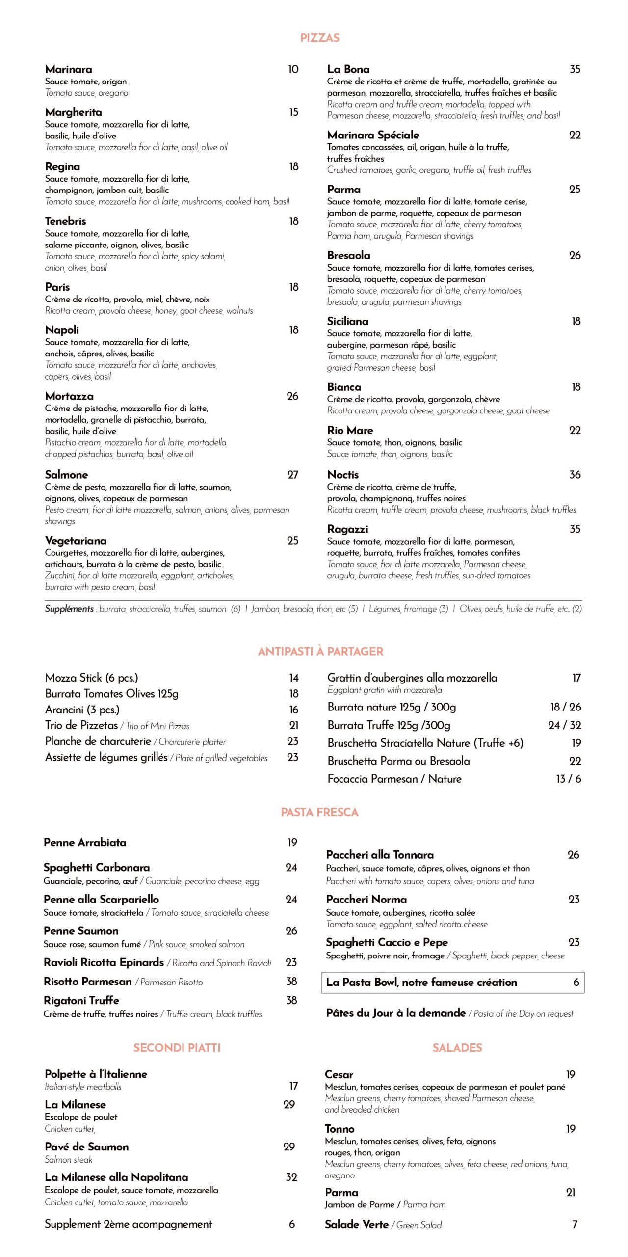 Carte restaurant ragazzi Vivienne