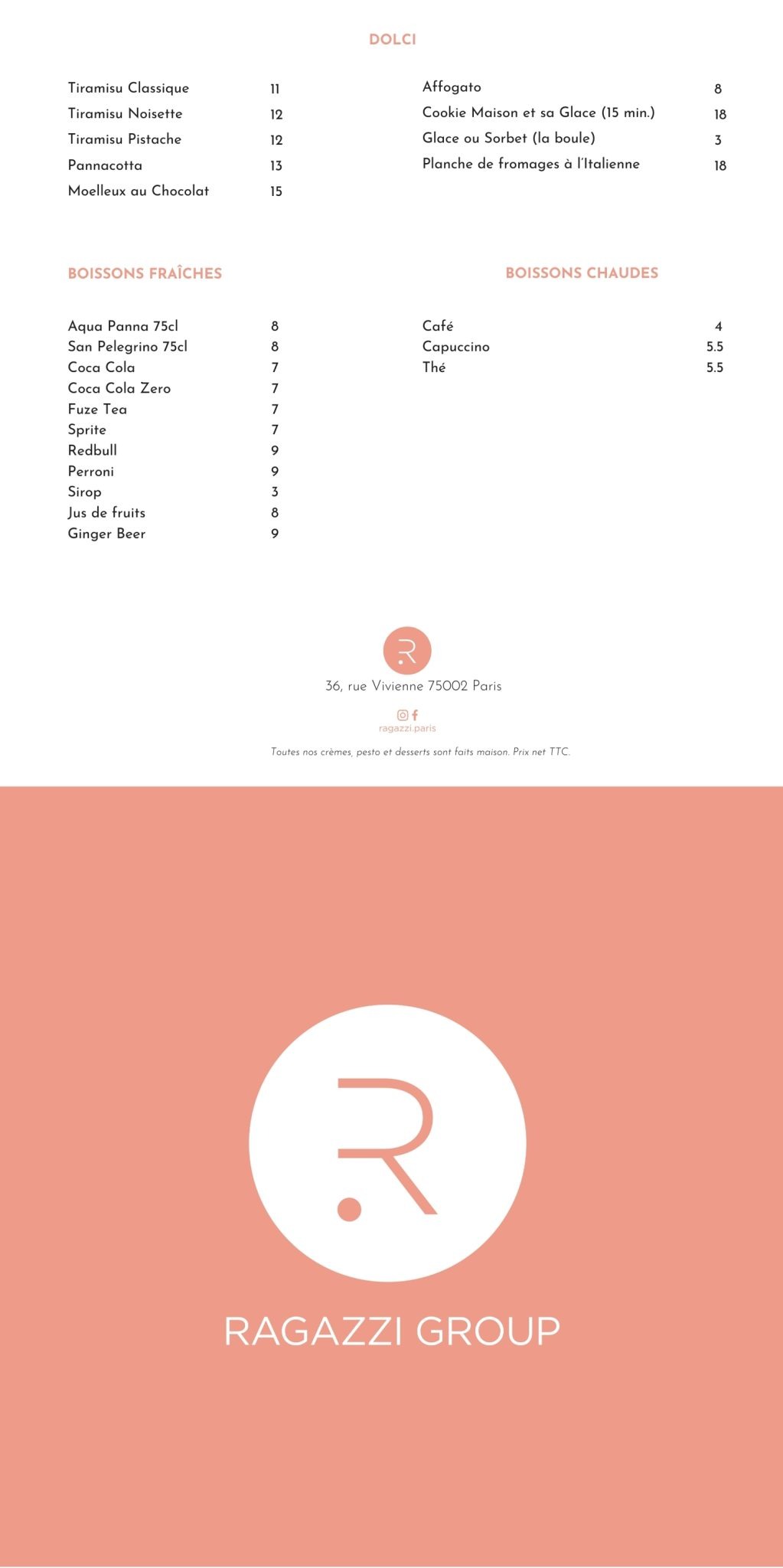 Carte restaurant ragazzi Vivienne